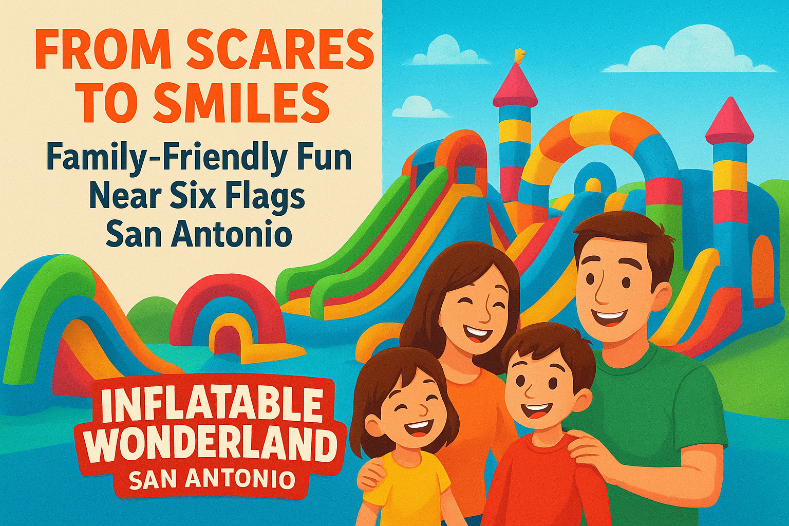 Four children in an inflatable castle. 