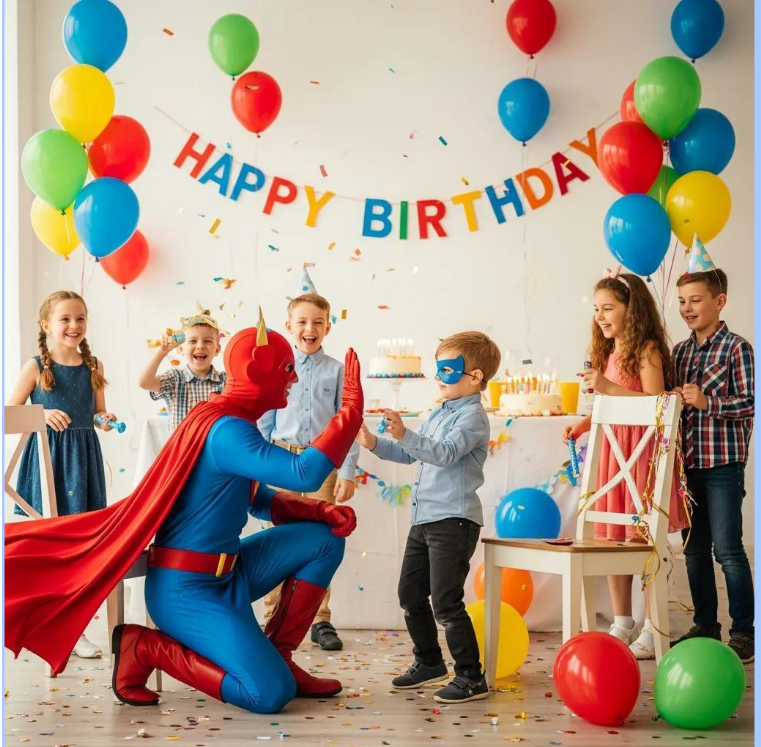 Four children in an inflatable castle. 