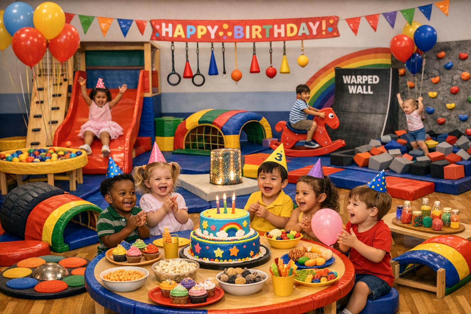 Four children in an inflatable castle. 